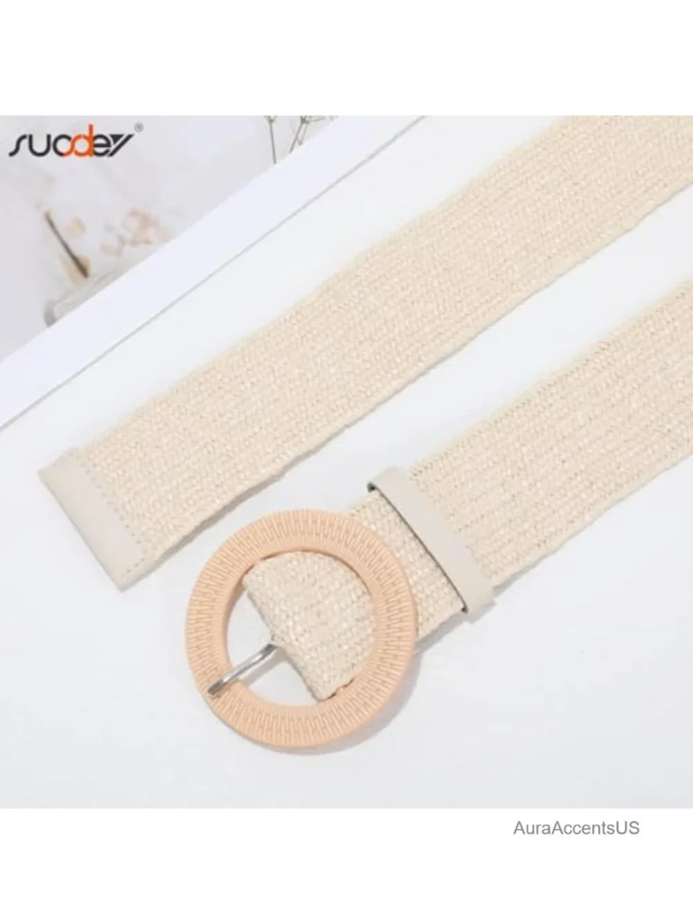 2 Pack Straw Woven Elastic Belt Braided Stretch Wide Boho Rattan Waist Belt for